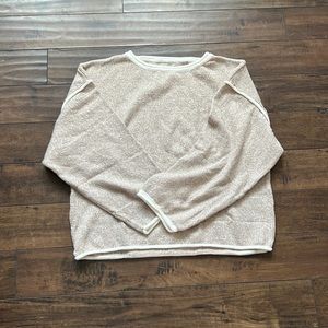 New sweater, boxy fit, cream and tan size large